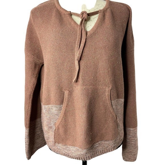 Prana Crystal Beach Sweater in Terra Cotta Color Kangaroo Pocket Sz S - Picture 2 of 6